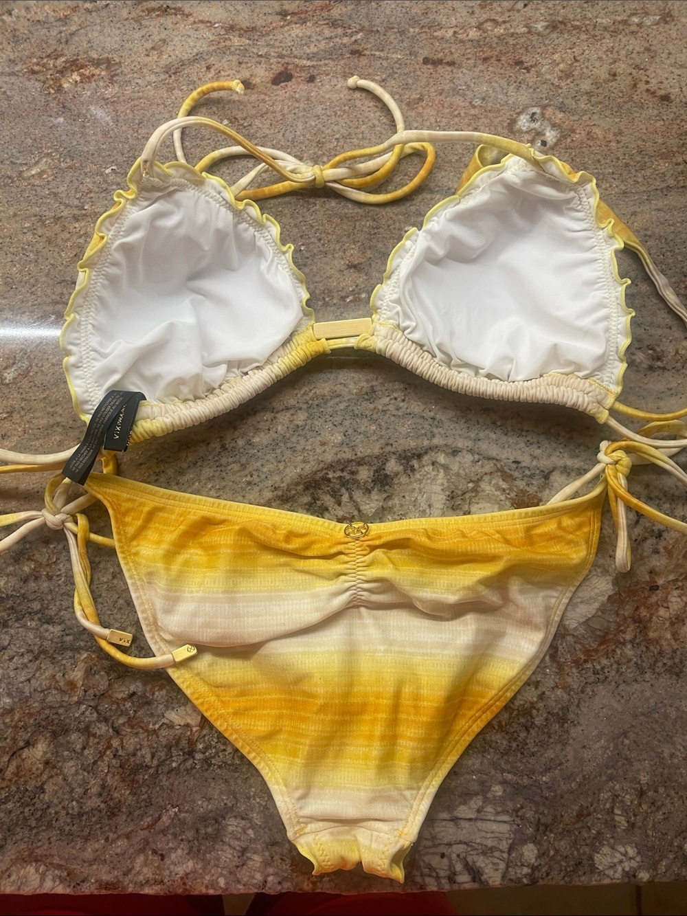 VIX- Yellow Ombre Tie-Side String Bikini Set S:L & Dcup - Picture 5 of 7
